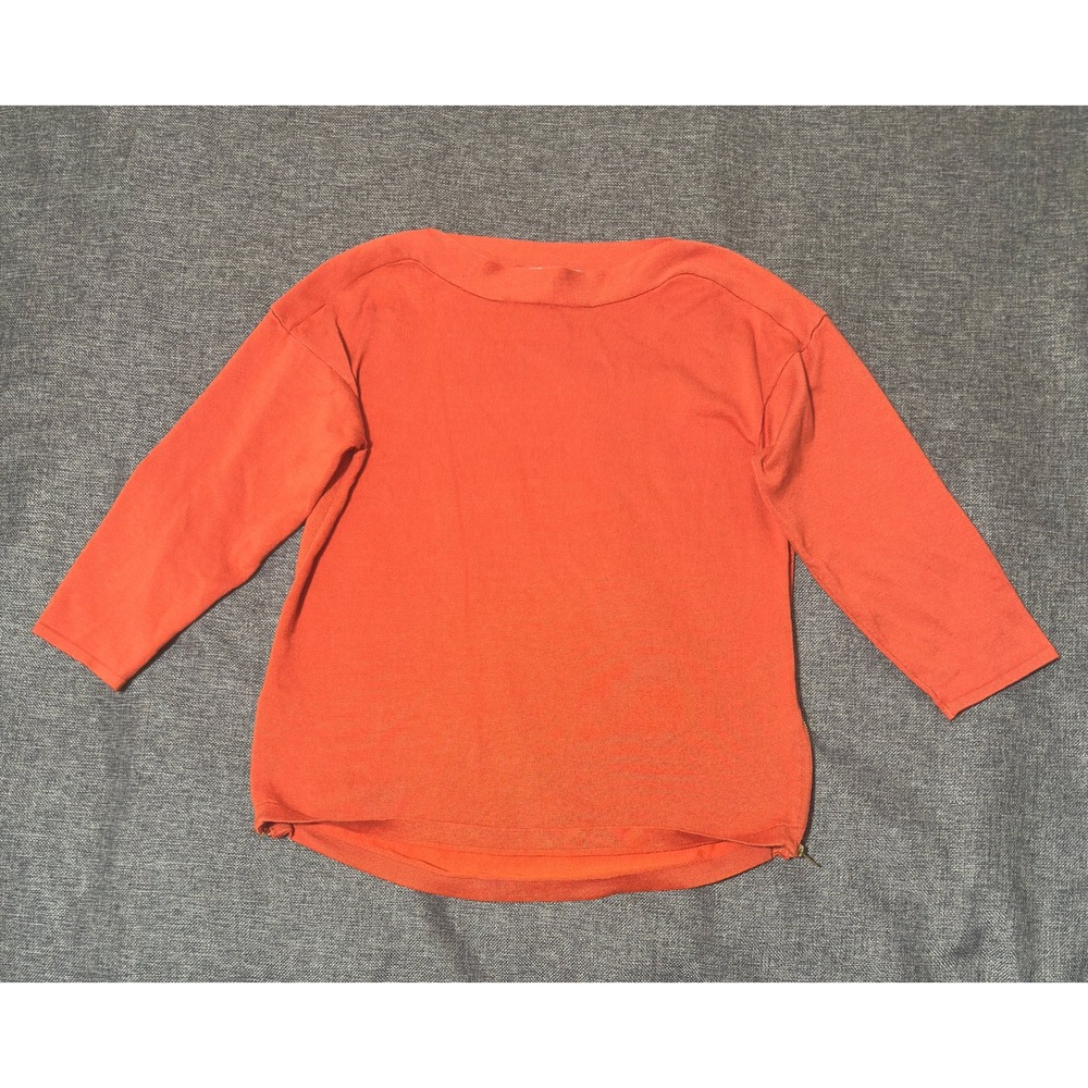 Carolyn Taylor Womens XL Sweater Orange Side Zip 3/4 Sleeve Boat Neck